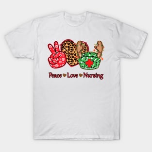 Peace Love Nursing Chirstmas T-Shirt